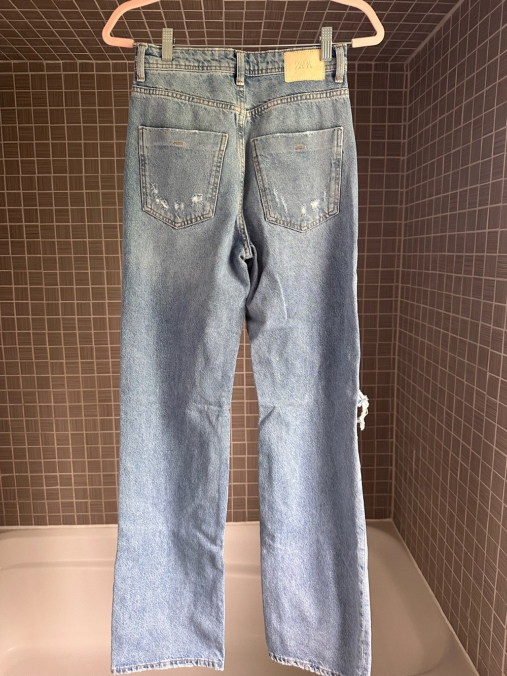 Zara Light Blue Distressed Ripped Jeans - Picture 2 of 4